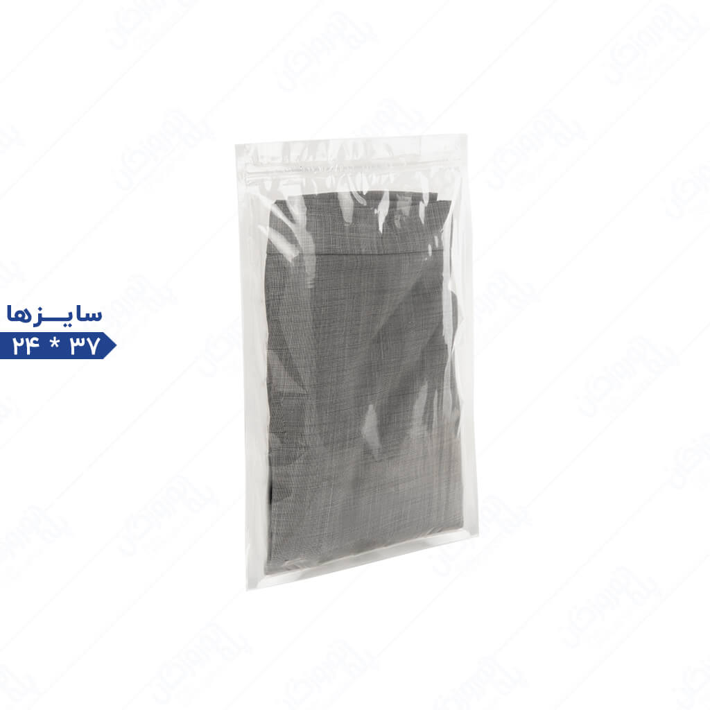شف پاکت سه طرف دوخت زیپدار دو لایه شفاف براق
