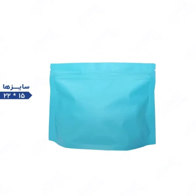 پاکت ایستاده زیپ دار دایکات شده آبی آسمانی مات